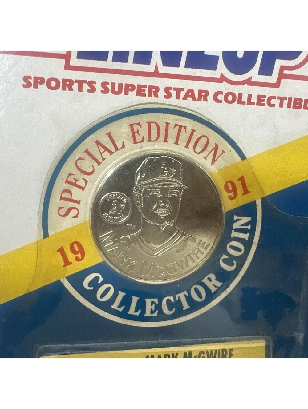 1991 Kenner Starting Lineup Mark McGwire Oakland As Figure Card Coin Sealed